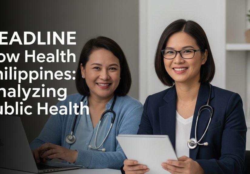 Philippine health worker with tablet in a community clinic discussing health information with a patient.