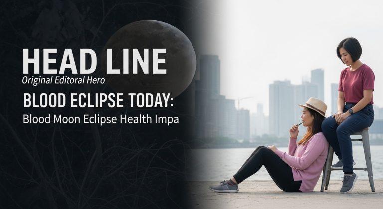 Blood Moon during a total lunar eclipse over a Philippine city skyline