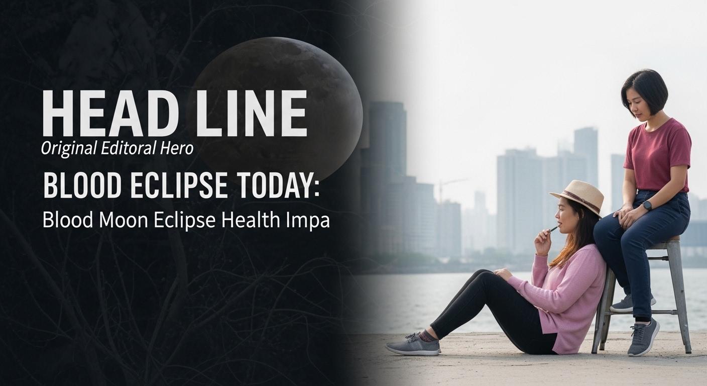 Blood Moon during a total lunar eclipse over a Philippine city skyline