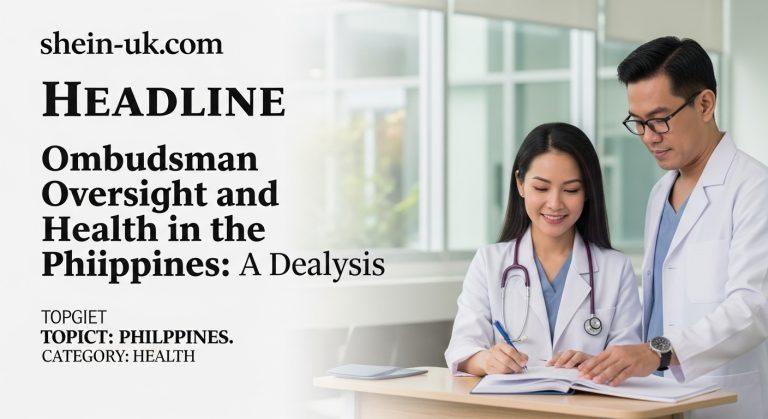 Editorial illustration of ombudsman oversight in Philippine health consumer protection
