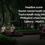 Urban green space and people representing mental wellbeing in a Southeast Asian city.