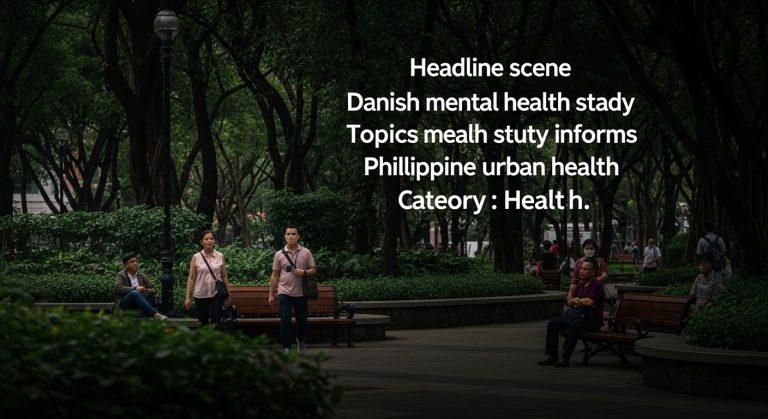 Urban green space and people representing mental wellbeing in a Southeast Asian city.